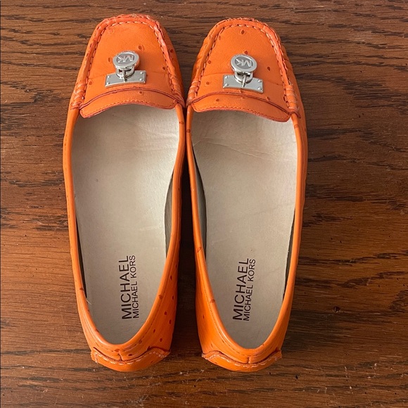 Michael Kors Orange Leather Loafers - Picture 1 of 6